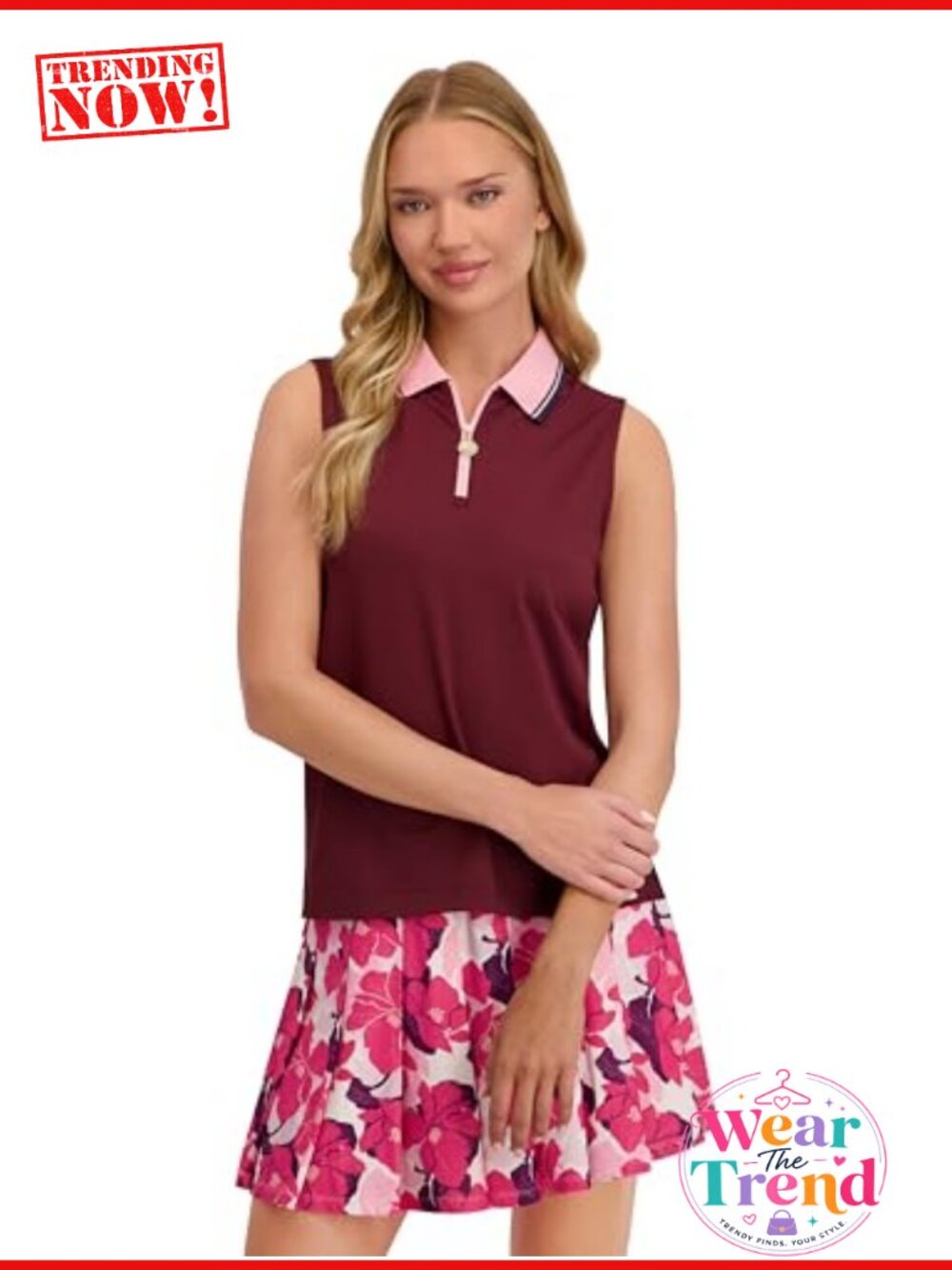 Womens Ribbed Sleeveless Polo Top UPF 50 Stretch Zip Front Golf Tennis
